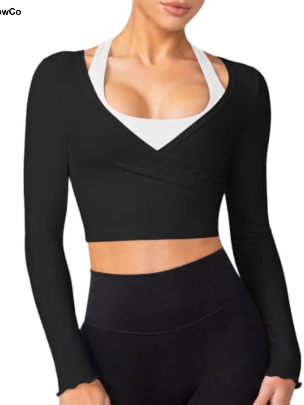 Women's Wrap Top Long Sleeve Pilates Dance Yoga Workout Activewear